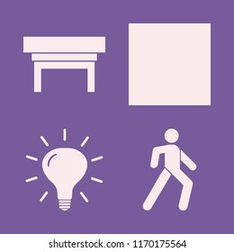 light vector icons set. with nightstand, pedestrian, delicate gentle degrees and bulb in set