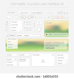 Light vector set of various control elements used for User Interface web design template projects 