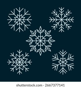 Light vector snowflakes on a dark background for winter cards, banners and backdrops. Vector scales without quality loss
