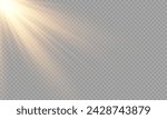 Light Vector with Sun Glare. Sun, Sunrays, and Glare. Gold Flare and Glare. PNG 
