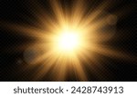 Light Vector with Sun Glare. Sun, Sunrays, and Glare. Gold Flare and Glare. PNG 
