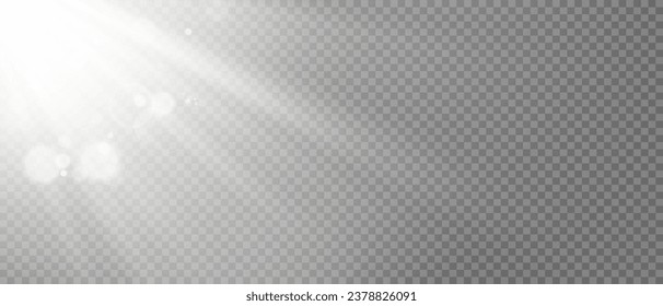 Light Vector with Sun Glare. Sun, Sunrays, and Glare in PNG Format. Gold Flare and Glare.