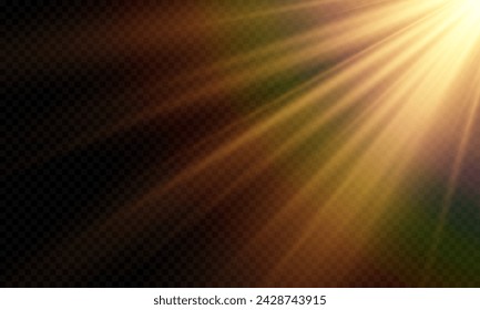 Light Vector with Sun Glare. Sun, Sunrays, and Glare. Gold Flare and Glare. PNG 
