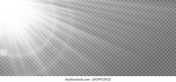 Light Vector with Sun Glare. Sun, Sunrays, and Glare in PNG Format. Gold Flare and Glare.	
