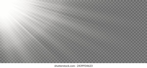 Light Vector with Sun Glare. Sun, Sunrays, and Glare in PNG Format. Gold Flare and Glare.	
