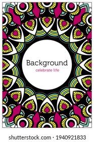 Light vector template background with colorful mandala for decorative poster, banner, card about relaxation, yoga and meditation
