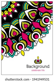 Fondo de plantilla vectorial claro con mandala colorida para afiches decorativos, banner, tarjeta sobre relajación, yoga y meditación