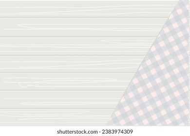 Light vector wooden background with fabric. Tablecloth on the table