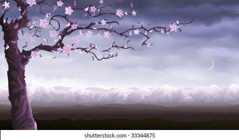 Light violet blooming tree (other landscapes are in my gallery)