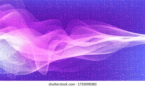Light Violet Digital Sound Wave and earthquake wave concept,design for music studio and science,Vector Illustration.