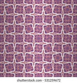 Light violet fancy seamless pattern background in hindu style. Actual tracery. Equable medley repeatable backdrop.