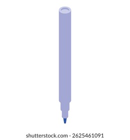 Pluma de marcador violeta claro con la punta azul que se levanta sobre un fondo blanco