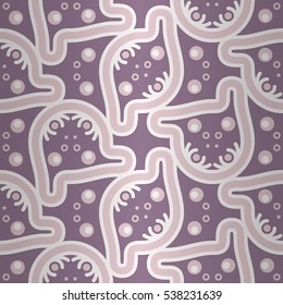 Light violet ornamental seamless pattern in ethnic style. Bright, graphical design for wallpaper, textile, ads or other purpose. Simple tessellated repeatable backdrop. Vector background.