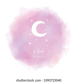 Light violet pink pastel circle banner with moon icon