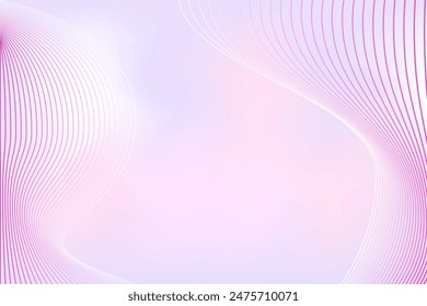 Light violet, light purple liquid gradient background with wavy lines. Elegant glowing fluid composition for cosmetology presentation, beauty science, skin care web banner