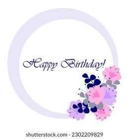 Marco violeta claro redondo de flores exóticas sobre un fondo blanco. Ilustración vectorial floral para tarjeta de saludo, invitaciones de boda. Copiar espacio.