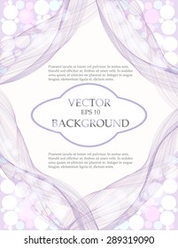 Light violet wave  background / template / slide, lace tape / ribbon, vintage style, pearl, colorful circles