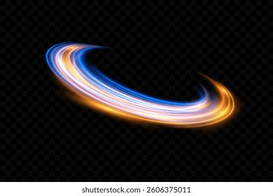Light vortex. Curved neon line of light effect and movement.