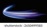 Light Vortex, a luminous arc of bright purple light. Light flow Energy flows along the trajectory, creating a sense of movement, speed and digital momentum.