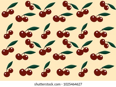 Light wallpaper with a pattern of cherries