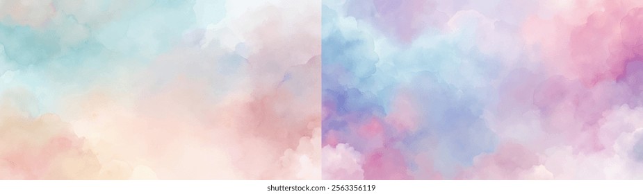 Light watercolor backdrop featuring a soothing blend of pastel colors for a fresh, airy feel.