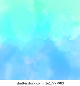 Light watercolor background in turquoise blue. Marine, sky colorful background.