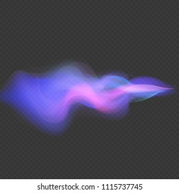 Light wave neon swirl overlay flare trace effect isolated on transparent background. EPS 10