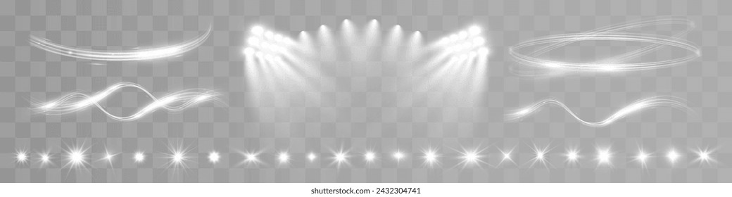 Light wave shine spotlight effect,vector glow line sparkle shine. Silver wavy effects.	