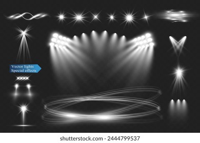 Light wave shine spotlight effect,vector glow line sparkle shine. Silver wavy effects.	