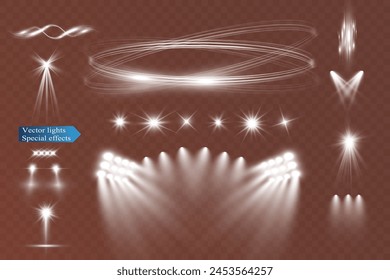 Light wave shine spotlight effect,vector glow line sparkle shine. Silver wavy effects.