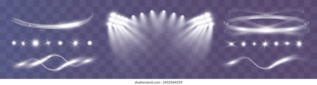 Light wave shine spotlight effect,vector glow line sparkle shine. Silver wavy effects.