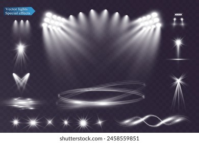 Light wave shine spotlight effect,vector glow line sparkle shine. Silver wavy effects.