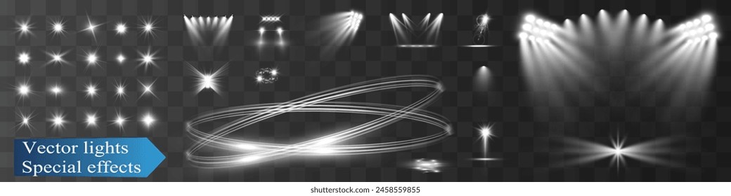 Light wave shine spotlight effect,vector glow line sparkle shine. Silver wavy effects.