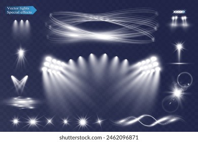 Light wave shine spotlight effect,vector glow line sparkle shine. Silver wavy effects.	