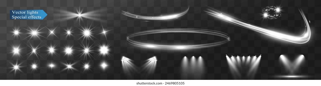 Light wave shine spotlight effect,vector glow line sparkle shine. Silver wavy effects.	