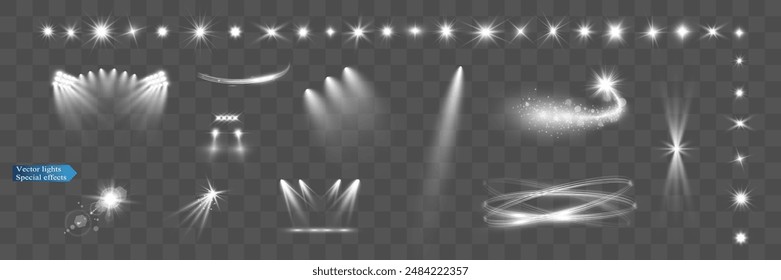 Light wave shine spotlight effect,vector glow line sparkle shine. Silver wavy effects.	