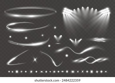 Light wave shine spotlight effect,vector glow line sparkle shine. Silver wavy effects.	