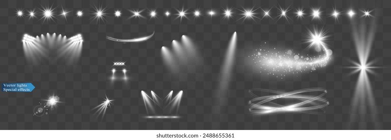 	
Light wave shine spotlight effect,vector glow line sparkle shine. Silver wavy effects.	