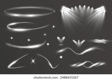 	
Light wave shine spotlight effect,vector glow line sparkle shine. Silver wavy effects.	