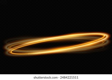 Light wave of shiny gold lines.Gold color glowing design element.Wavy bright stripes.	