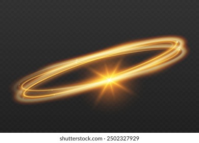 Light wave of shiny gold lines.Gold color glowing design element.Wavy bright stripes.	
