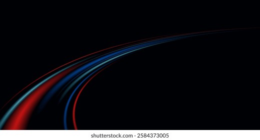 Light wave trails, fire trail lines, and curved rotation effects. Neon motion effects. Speed ​​lines. Highway magic with fast moving lines.