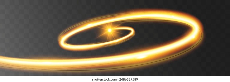 Light wave,shiny gold lines.Color glowing design element.Wavy bright stripes.Vector illustration.