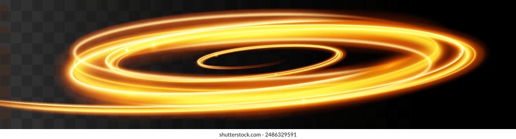 Light wave,shiny gold lines.Color glowing design element.Wavy bright stripes.Vector illustration.