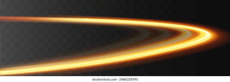 Light wave,shiny gold lines.Color glowing design element.Wavy bright stripes.Vector illustration.