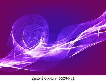 Light wavy shiny ribbons on a purple background