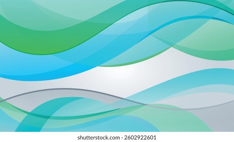 Light wavy striped wallpaper in blue and green tones. A beautiful illustration for interior decoration, corporate designs, blogs, postcards, posters and your other projects. Vector. 