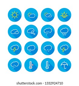 Light weather flat outline icon set long shadow