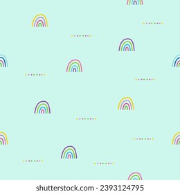 Leichtwetter Regenbogen, nahtloser Muster-Hintergrund - hellblauer Hintergrund