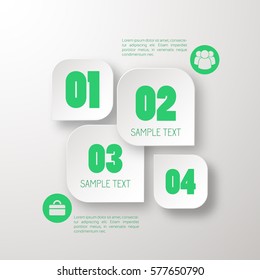 Light web design concept with infographic elements green text and icons on gray background isolated vector illustration